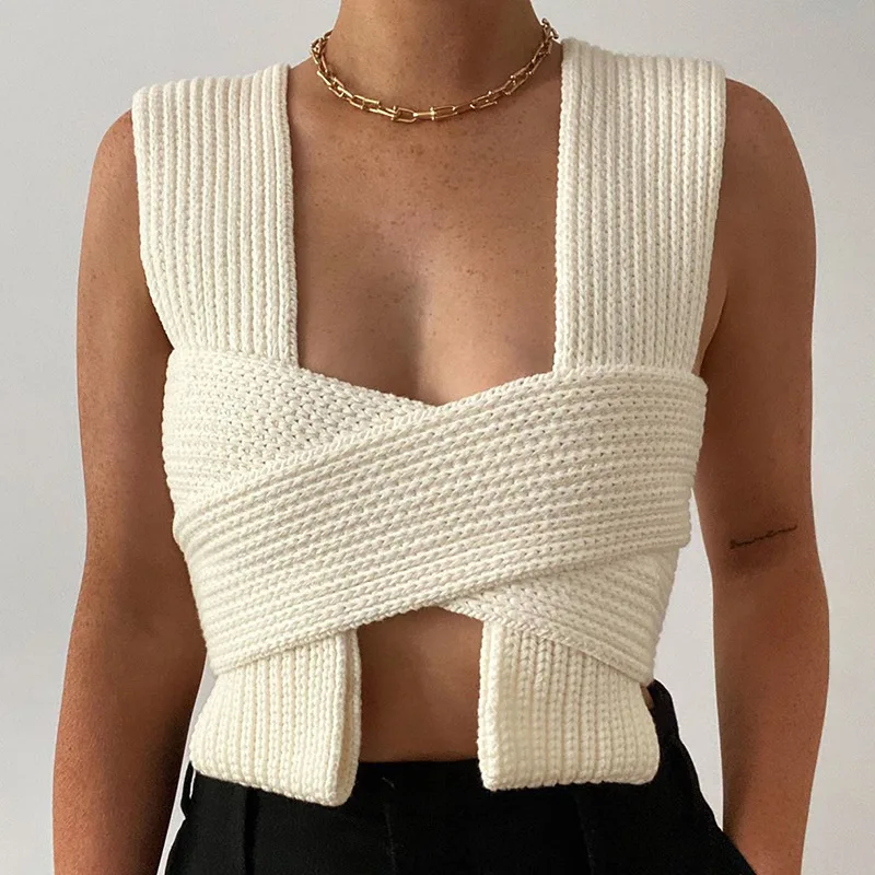2021 Sweater Womens Cropped Knit Vest 