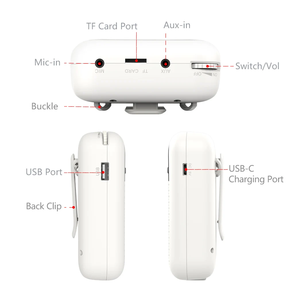 S330 Mini Amplifier with Microphone Portable Speaker Headphone Headset Teaching Voice Amplifier with Microphone for Tour Guide