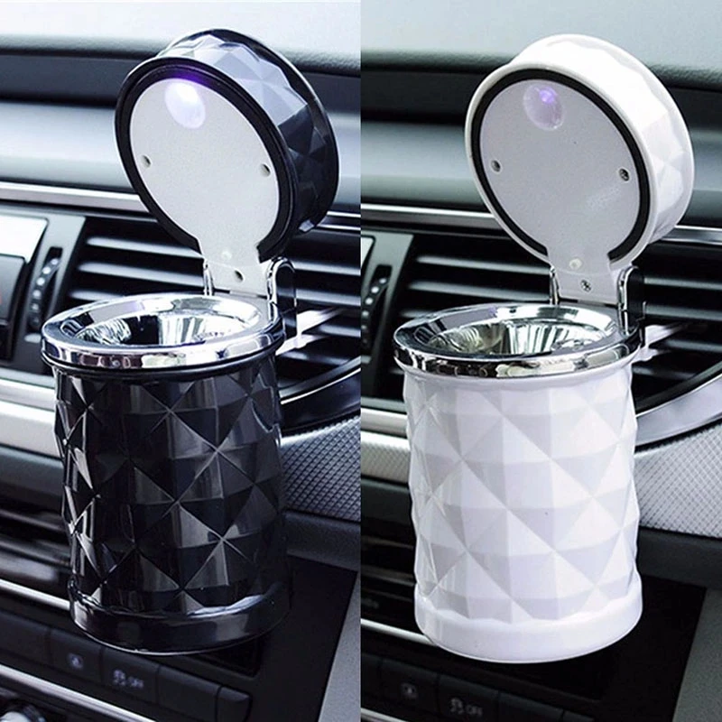 Car Ashtray With Led Light Rhinestone Ashtray Car Smokeless Smoke Cup