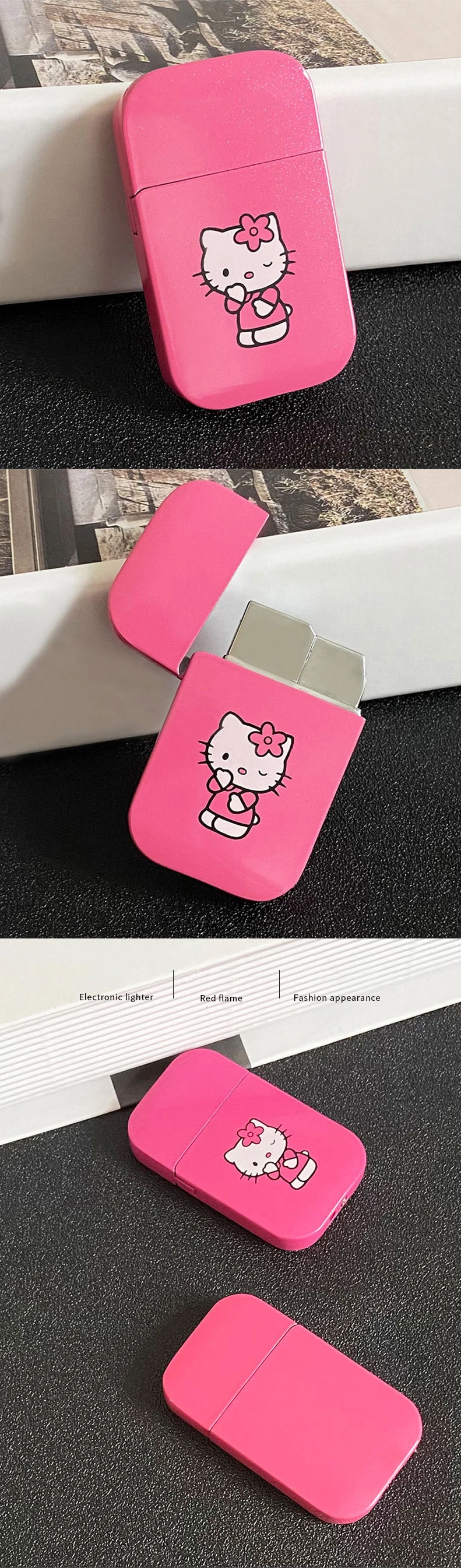 Pink Metal Cute Hello Kitty Cat Lady Lighter Girls Gift Inflatable