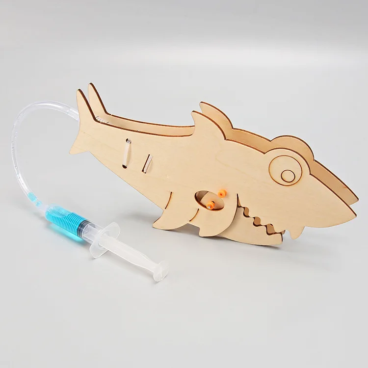 Science Experiment Material Package Hydraulic Shark Model Wooden Toys STEM Education Physics Teaching Aids for Primary School