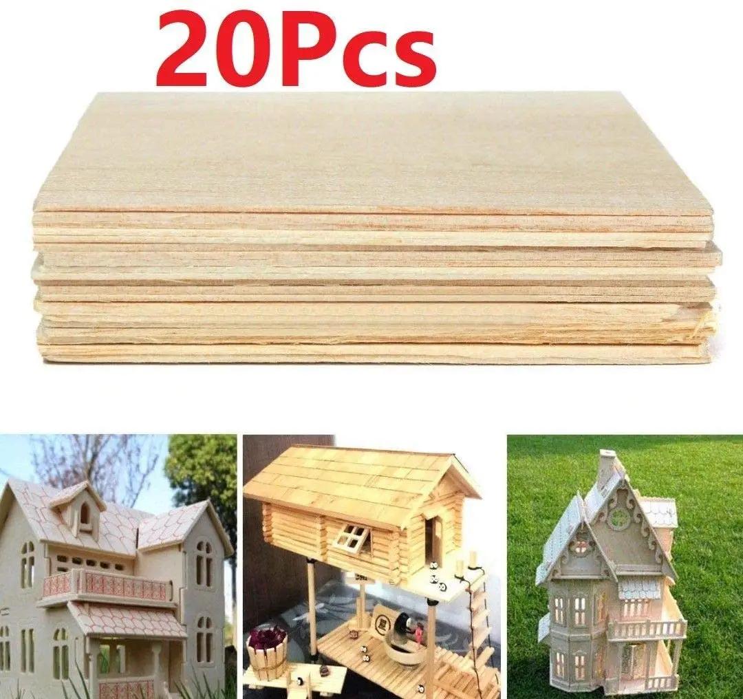 20pcs 100x100x1mm Wooden Plate Balsa Wood Sheets for DIY House Ship  Aircraft Boat Model Toys Craft 