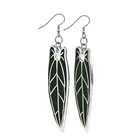 Wholesale New Fashion Design Leaf Alloy Green Enamel Pendant Dangle Earring