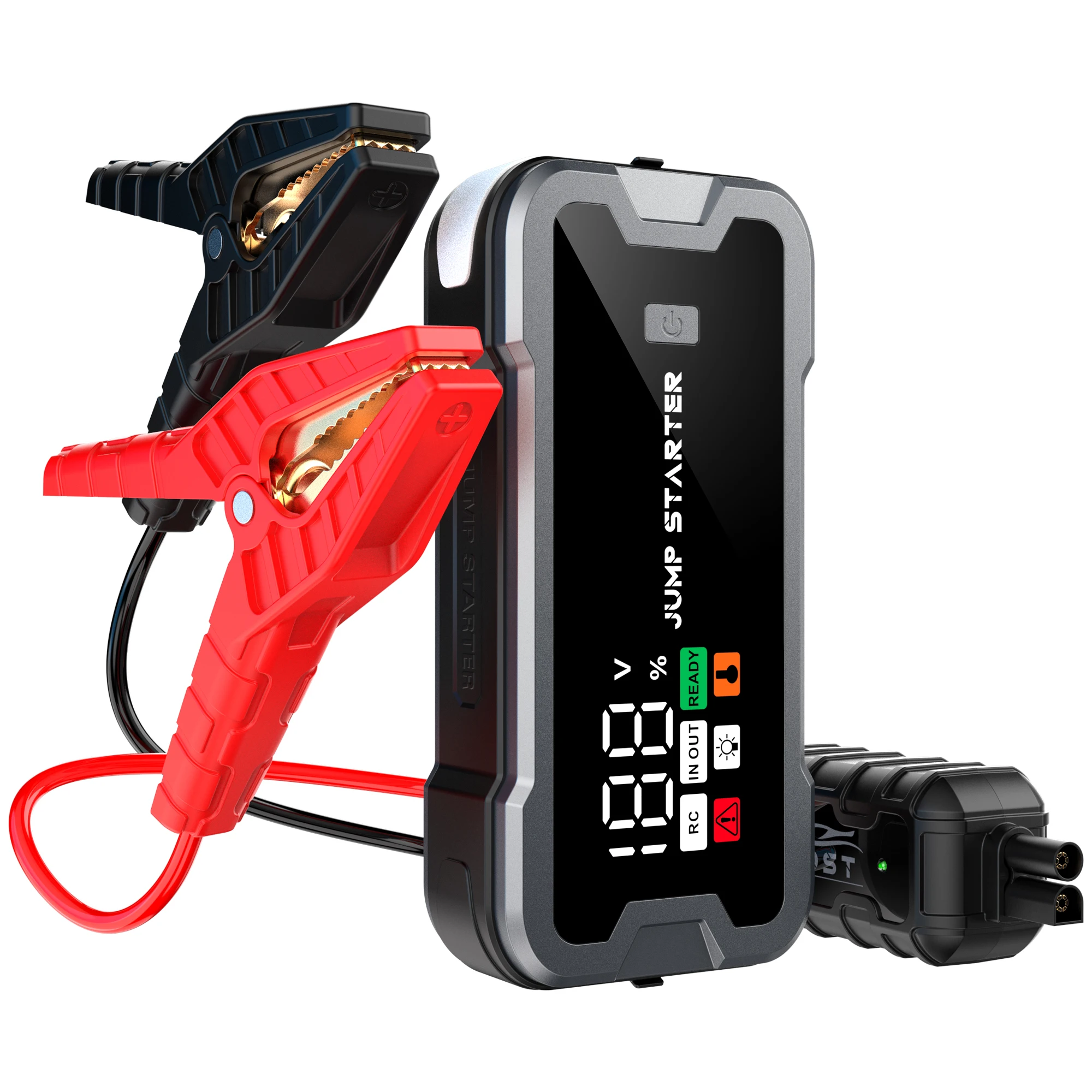 12V 24V Heavy Duty Jump Starter 4000A Peak Current Digital Display SOS Strobe 20000mAh for Motorcycle/Truck Winter Start