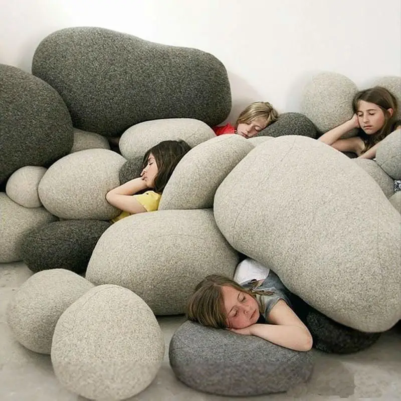 Almohadas creativas de piedra 3D para suelo, Cojines rellenos de