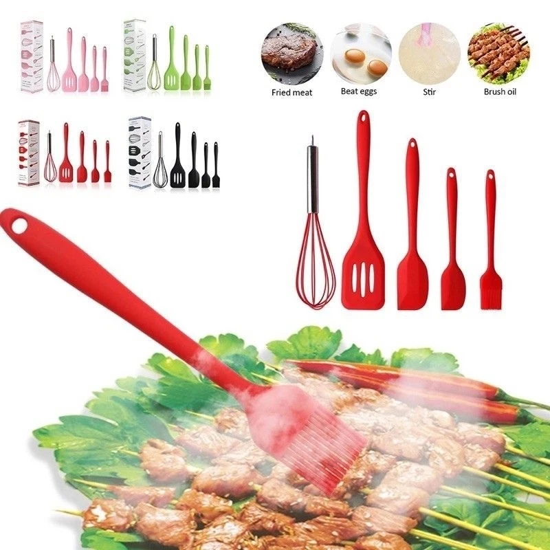 5Pcs/set Silicone Kitchenware Baking Whisk Oil Brush Fried Steak