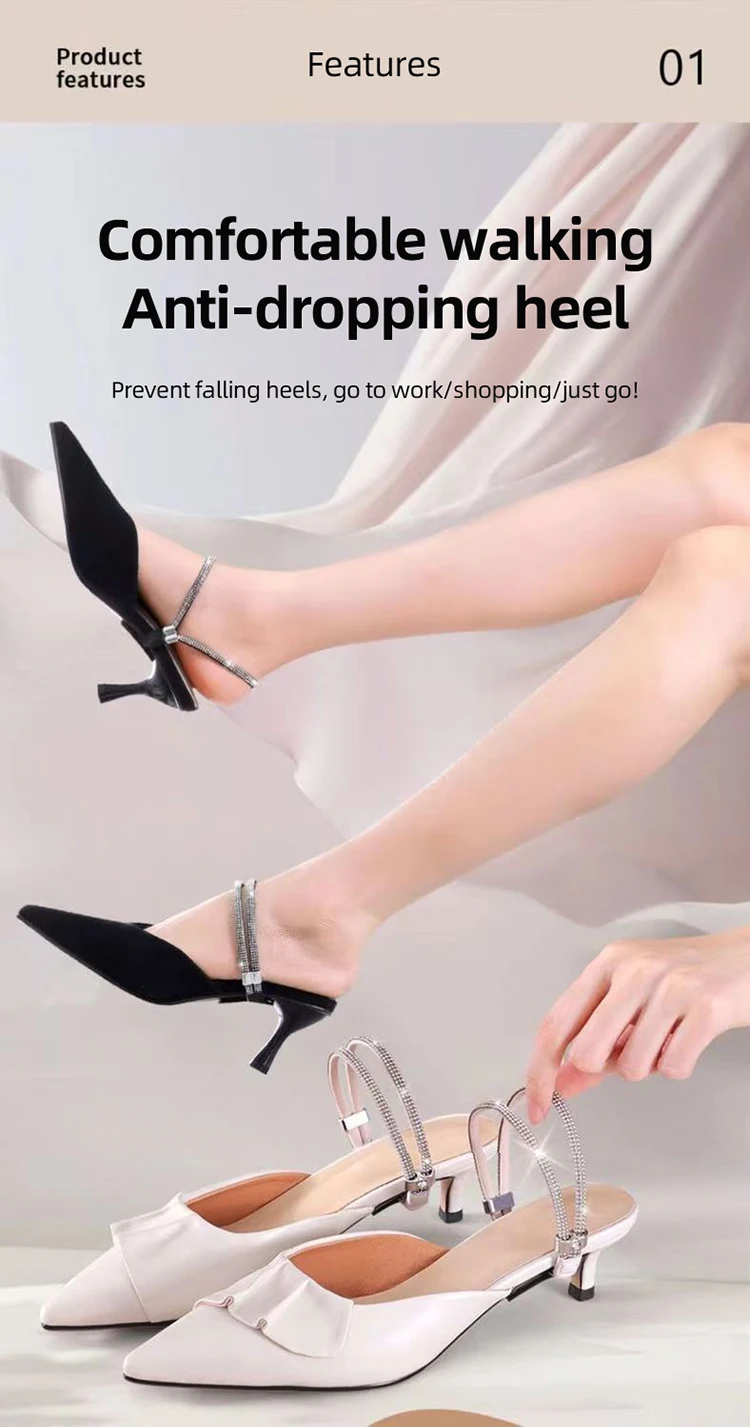 Rhinestone Elastic Shoe Ankle Straps Detachable Shoe Strap Band Heel