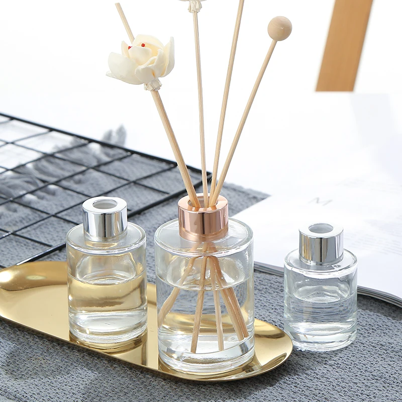 Cylinder Aromatherapy Diffuser Bottle 50ml Reed Diffuser Glass Bottle For Aroma