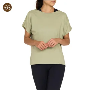Boxin Custom 100% Cotton Fabric Fundamental Crew Neck Tee Women Plain Colour T Shirts for Women