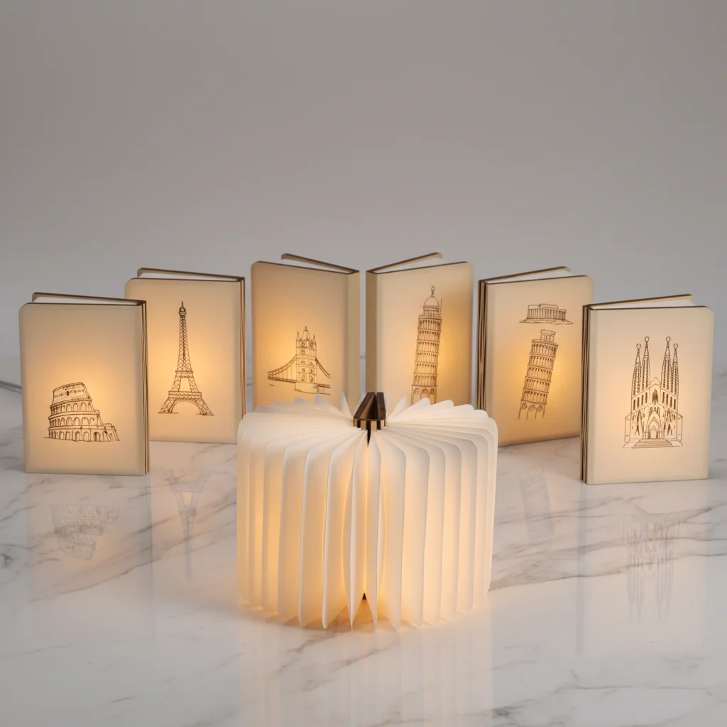 Free Sample Popular Top Selling Creative Wooden Rechargeable Lumio Fabric Cover Book Lamp Customize logo Table Lamp Night Light