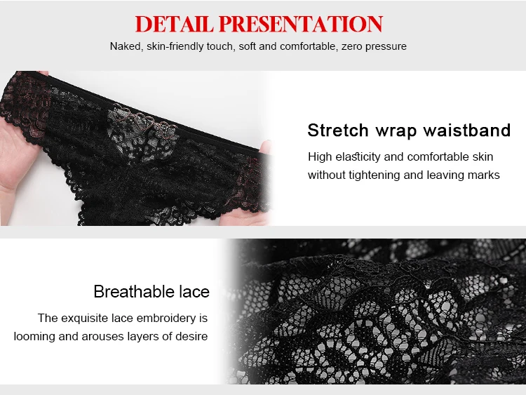Sfyg230 Wholesale Women's Lace Breathable Briefs Metal Ring Mid-waist ...