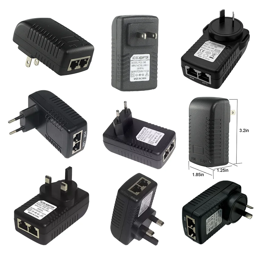 Powerline Adapter Security Camera Ip 24V Power Phone 1A Wall Mount Passive Poe Injector