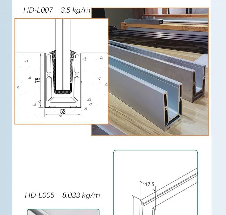 Aluminum U Channel Glass Railing Balustrade Profile U Channel Stainless