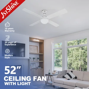 1stshine LED Ceiling Fan White 4 MDF Blades Dimmable Lighting Ceiling Fan