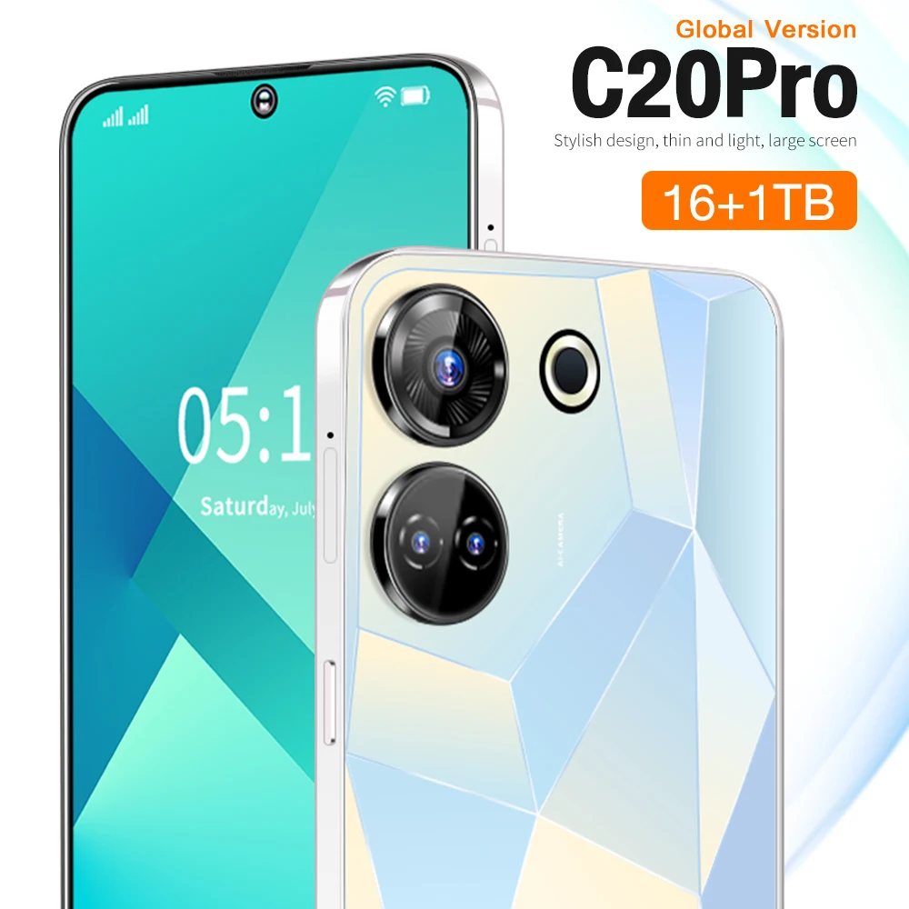 Поддержка Мобильного Телефона Otg C20 Pro 7,3 Дюймов Быстрая Зарядка С Ai &  Chatgpt 16 Гб + 1 Тб Большой Аккумулятор Игровой Смартфон Сотовый Телефон  ...