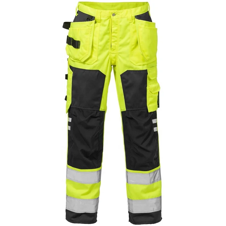 Factory Customized  Hi Vis Reflective Safety Pants Reflective Tape Cargo Work Pants for Men