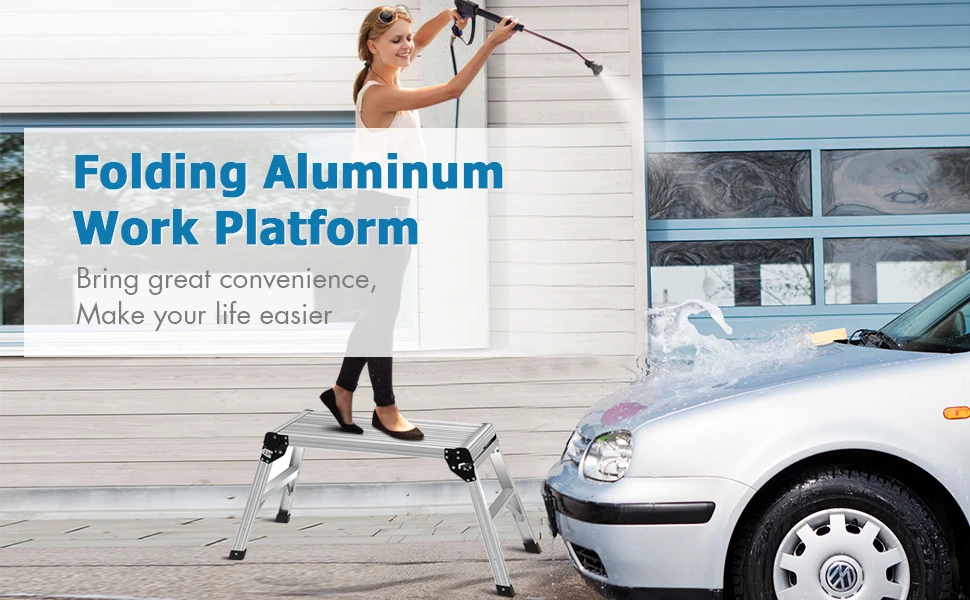 Ladder Vehicle Washing WEIKEN Car Wash Work Platform Folding Dual-Use Household Mobile Ladder ...