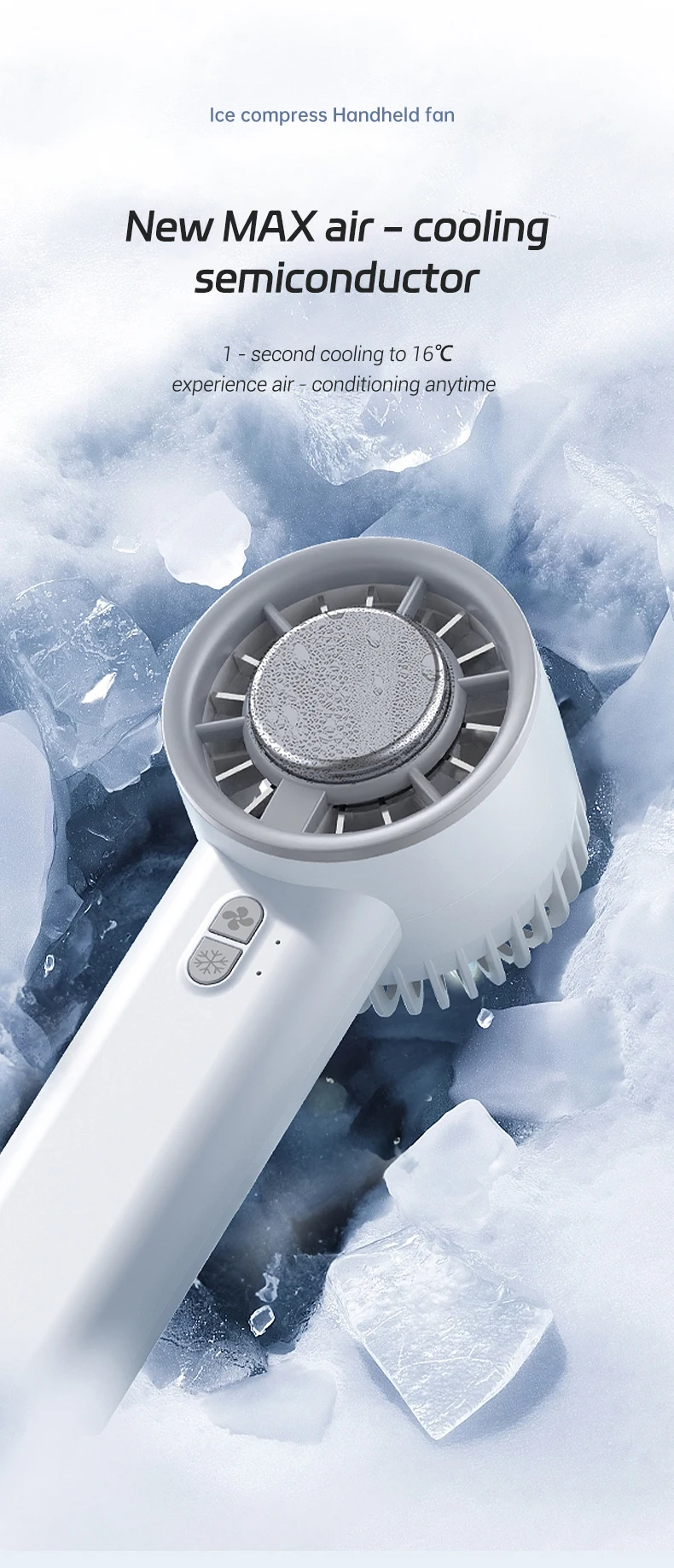 product factory wholesale rechargeable hand held fan 3 gears electric handheld fan with hook wearable turbine cooling mini ventilador-3