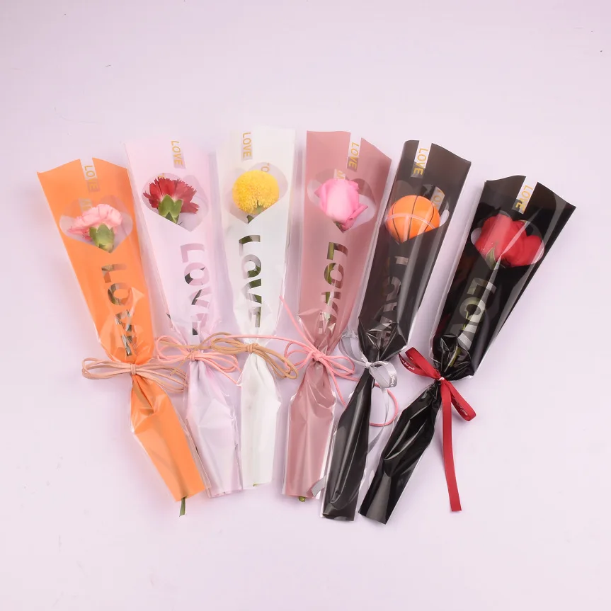 高档热卖梯形花袋时尚透明礼品袋花卉包装 Buy 梯形花袋 袋子里的花 花袋包装product On Alibaba Com