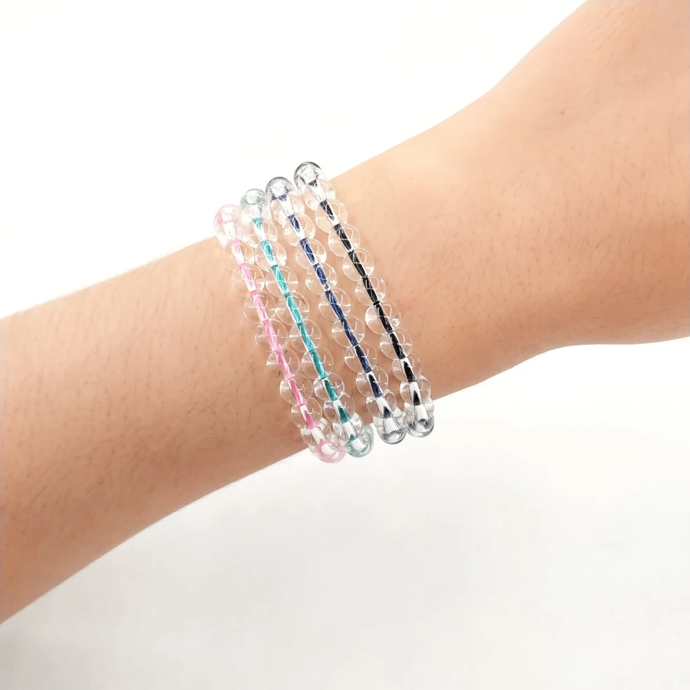 Recycled Plastic Life Transparent Glass Beads Wristband
