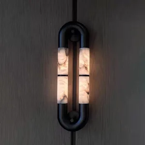 Belgian Spanish Natural Marble Wall Lamps Modern Recessed LED Lighting for Home Office & High-end Hotels Gold Shade