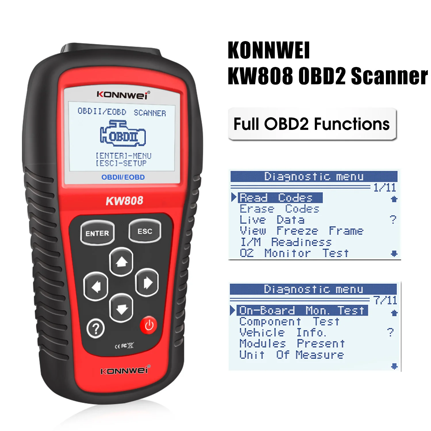 Full Function Handheld KONWEI KW808 OBD2 EOBD Diagnostic Tool Car Engine System Trouble Scanner