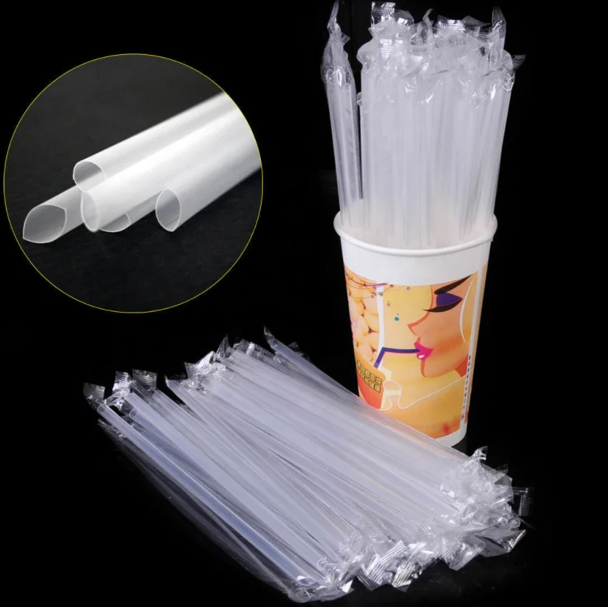 Individually Wrapped Colorful Plastic Straw Drinking Milkshake Polypropylene Boba Straw Bubble Tea Disposable Straws