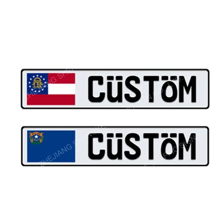 Targa Personalizzata Albania - Originale In Alluminio Gobblato, Formato UE, Max 13 Caratteri, 11x52 Cm
