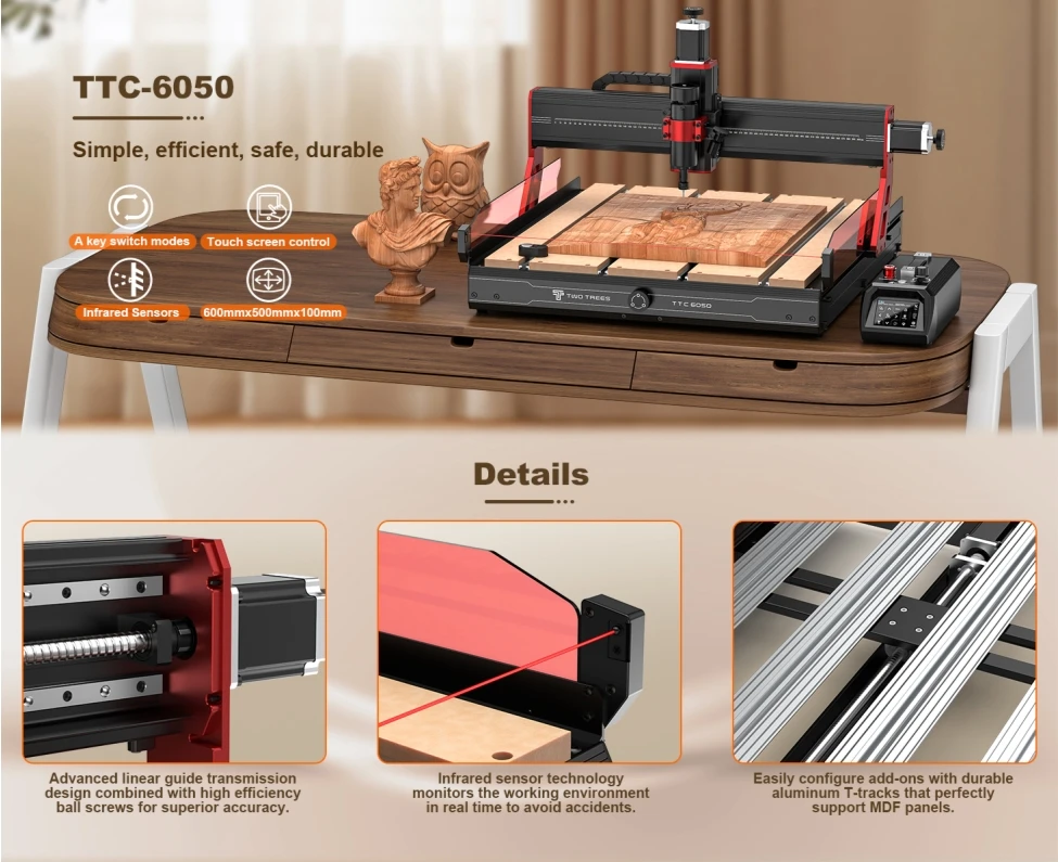 Twotrees 6050 Heavy Duty 4 Axis CNC Router Machine for Wood