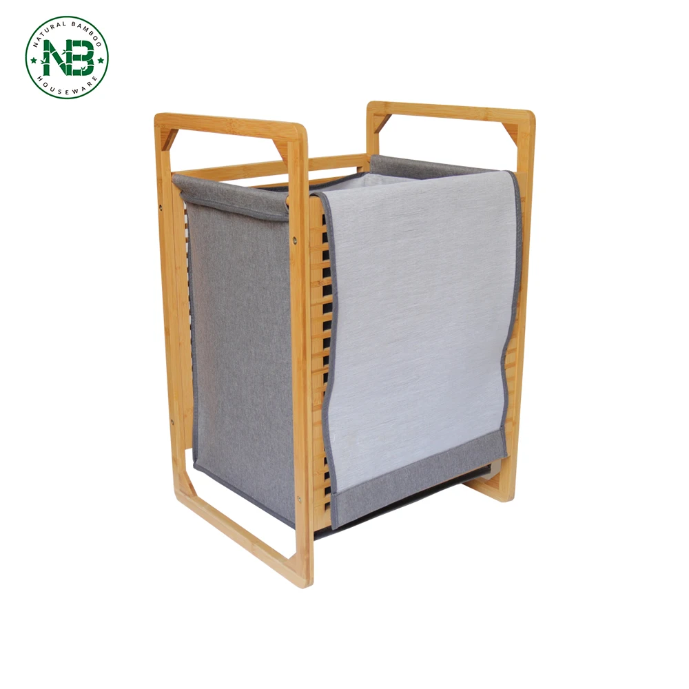 Compact Bamboo Laundry Hamper Basket