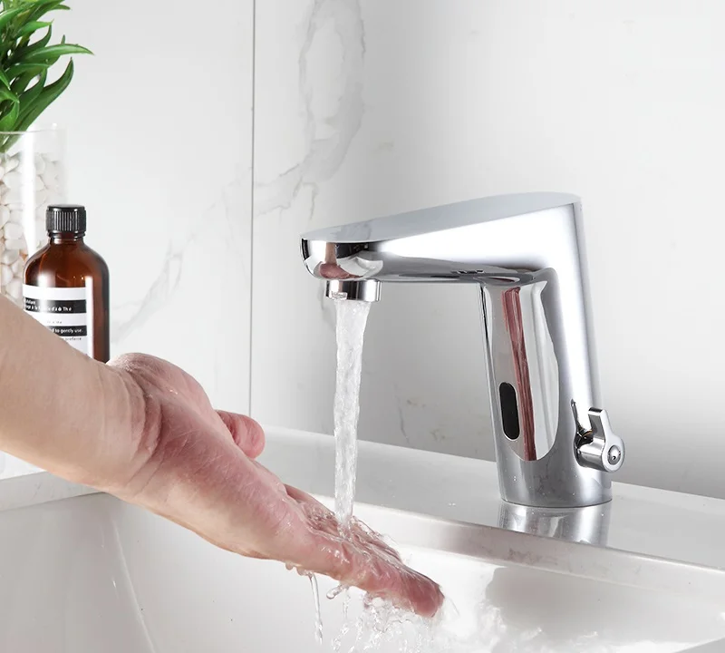 F018  Automatic Tap Sensor Electric Water Mixer  Bathroom  DC Sensor Faucet