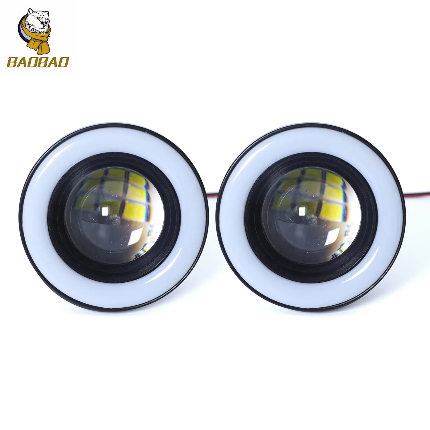 Projector Lens DRL Daytime Running Lights Car Light Assembly 3inch Led Round Fog Light 89mm LED Angel Eyes Lamp