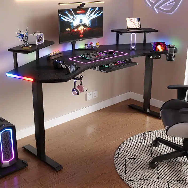 E-sports Metal Desk Carbon Fiber Wing Shaped Gaming Desk Home Office Multifunctional Anc aperçu 2