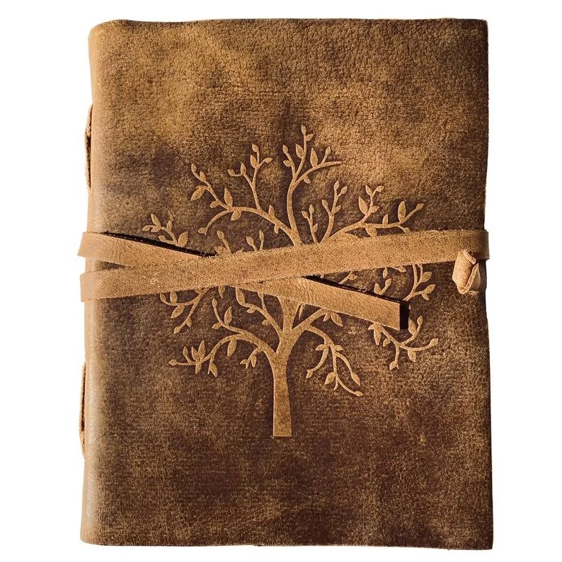 Handmade Large 10" Embossed Leather Journal Celtic Tree of Life Blank Personal 