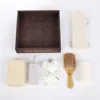 14084 caja de madera para café, tabla cuadrada, peine, juego de 6 piezas