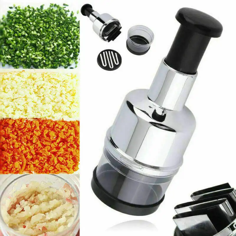 Stainless Steel Manual Food Chopper Handheld Vegetable Onion Press Chopper Kitchen Acces aperçu 3