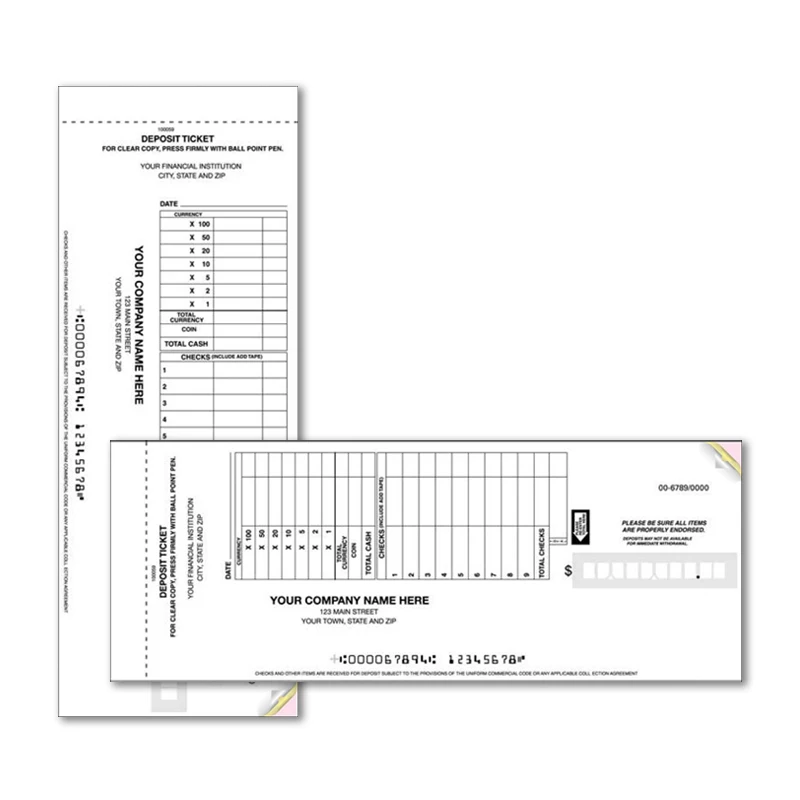 Customize Printed Duplicate Triplicate Carbonless Paper Deposit Slip Ticket Books