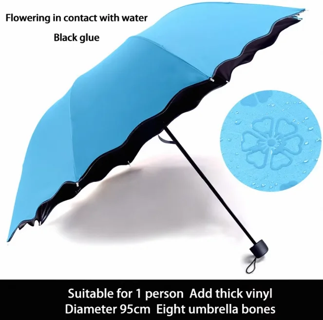 Meet Water Colour Changing Flowers Pattern Printing Magic Umbrellas Rain Uv 3 Folding Umbrella for Women Designer