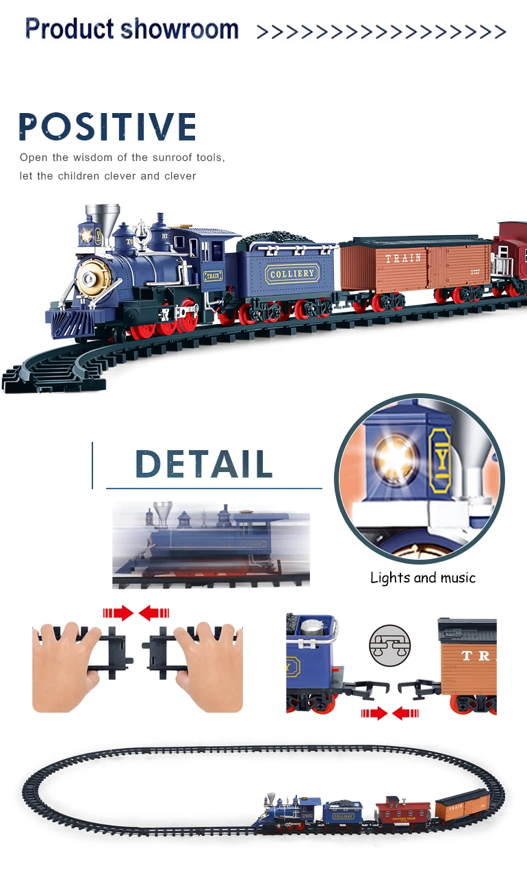 Classical Style Kids Electric Train Toy With Smoke,Attractive Colorful BO Railway Track Set