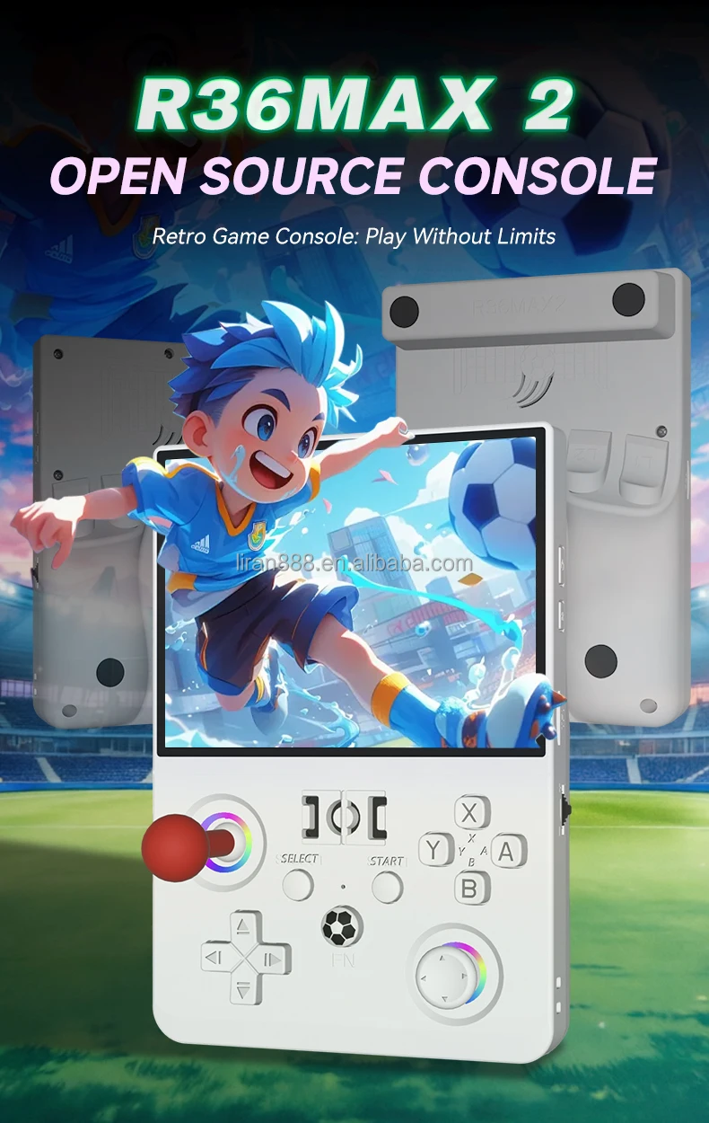 Console de jeu portable R36MAX rétro, console de jeu rétro avec écran IPS de 4,0 pouces, carte TF de 128 Go, plus de 30 émulateurs grand public, plus de 22 000 jeux