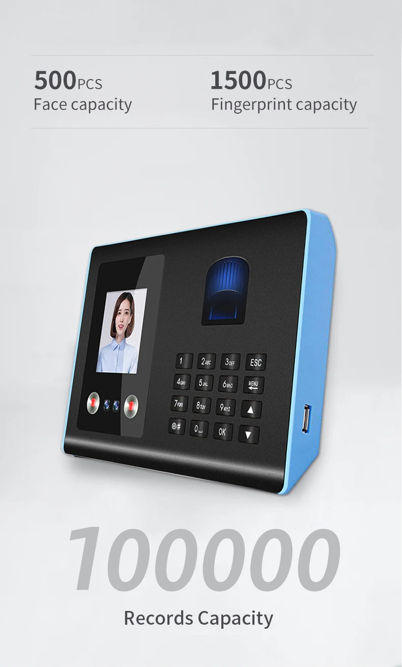 Biometric Facial Time Attendance Machine with Face and Fingerprint Recognition