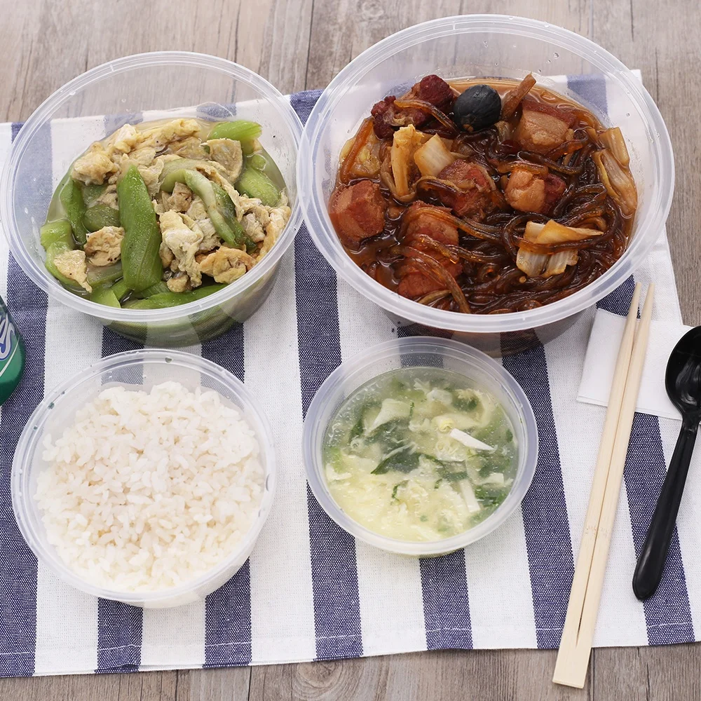 Round High Quality togo Food Container Packing Disposable Plastic Packing Box with Lid Microwavable Food Storage Box