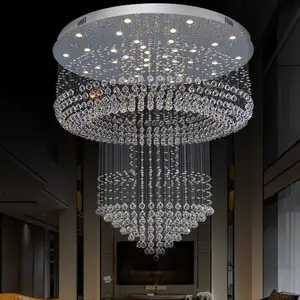 Contemporary Stairs Hotel Ceiling Chandelier Villa Lobby Staircase Large Crystal Ball Pendant Light