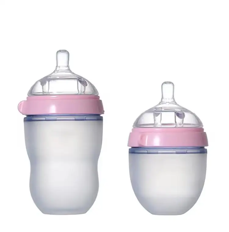 팩토리 250ml 식품 등급 실리콘 와이드 넥 수유 병, 맞춤 인쇄 가능 BPA 프리 아기 수유 병, 신생아용 젖병