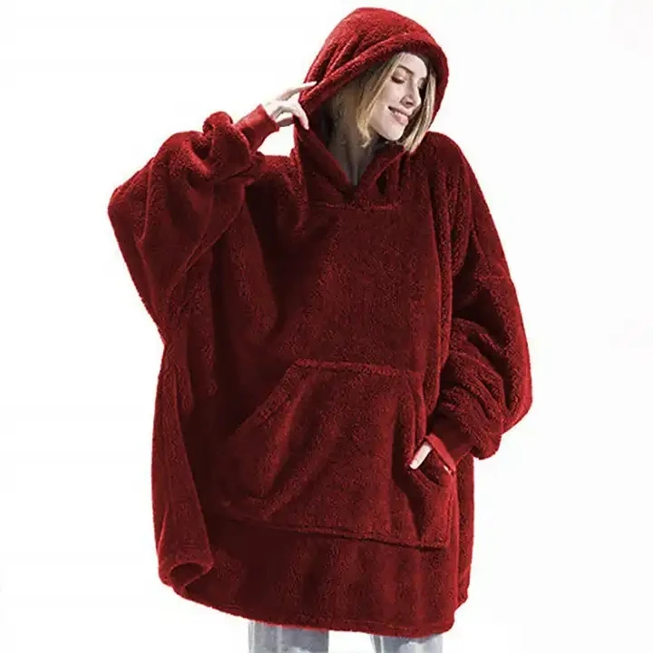 Wearable Blanket Hoodie Hooded Sherpa Flannel Fleece Hoodie Blanket ...