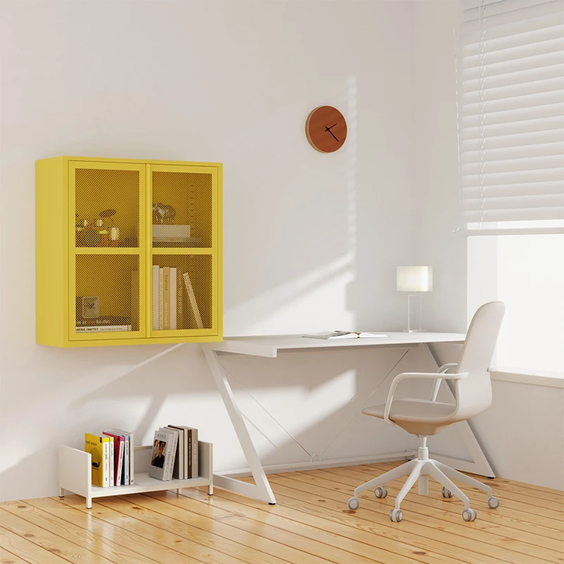 Настенный книжный шкаф современный роскошный для гостиной домашний кабинет 2 двери металлический книг и файлов