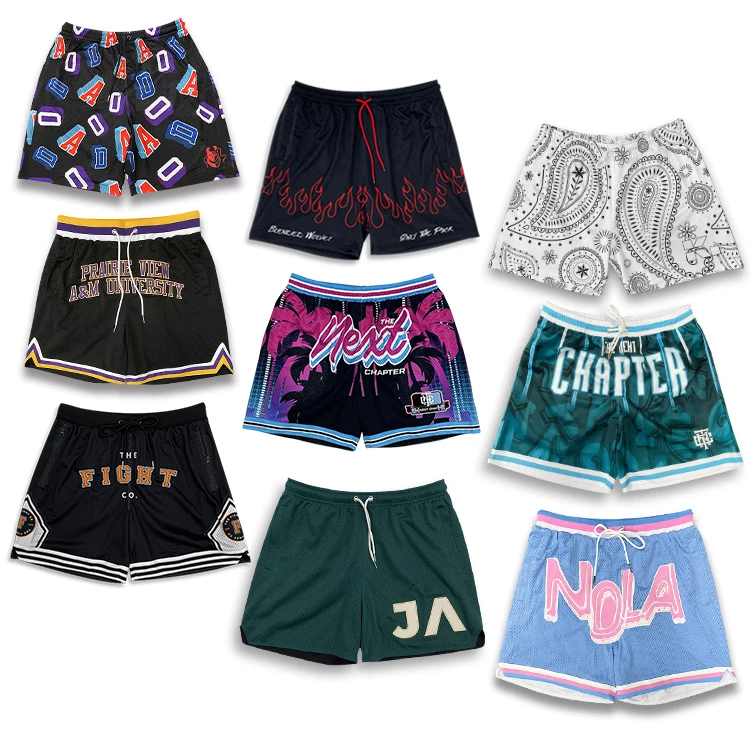 Custom Breathable Fabric Sublimation Design Men Sports Street Wear Free Design Mesh Basketball Shorts