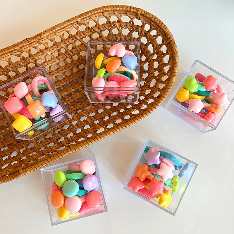 Colorful Candy Knocker Ball Hair Ties Bobbles 1box 10 Pieces Ponytail Holder with Balls for Kids