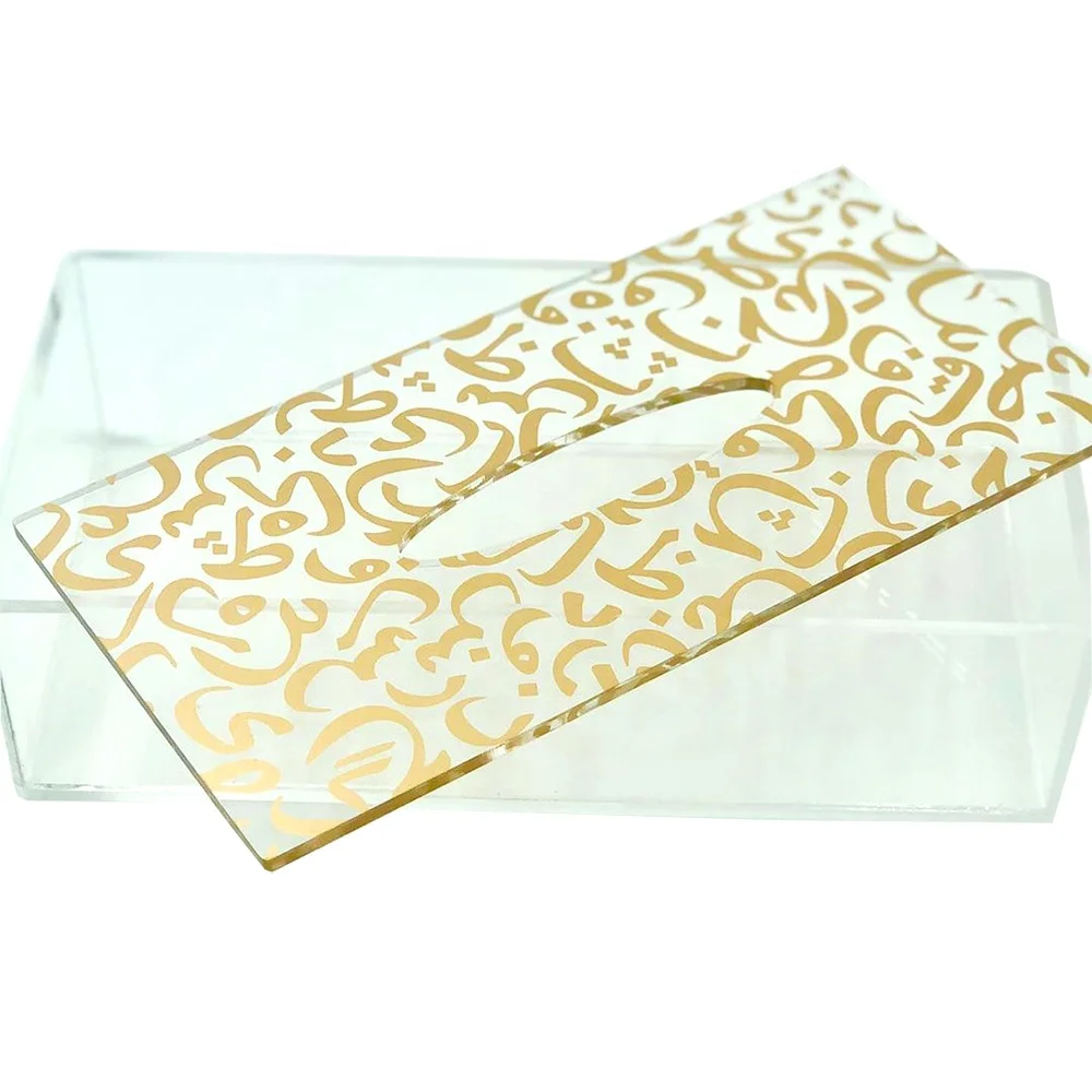 Rectangular Gold Tissue Box Cover Custom Acrylic Tissue Box