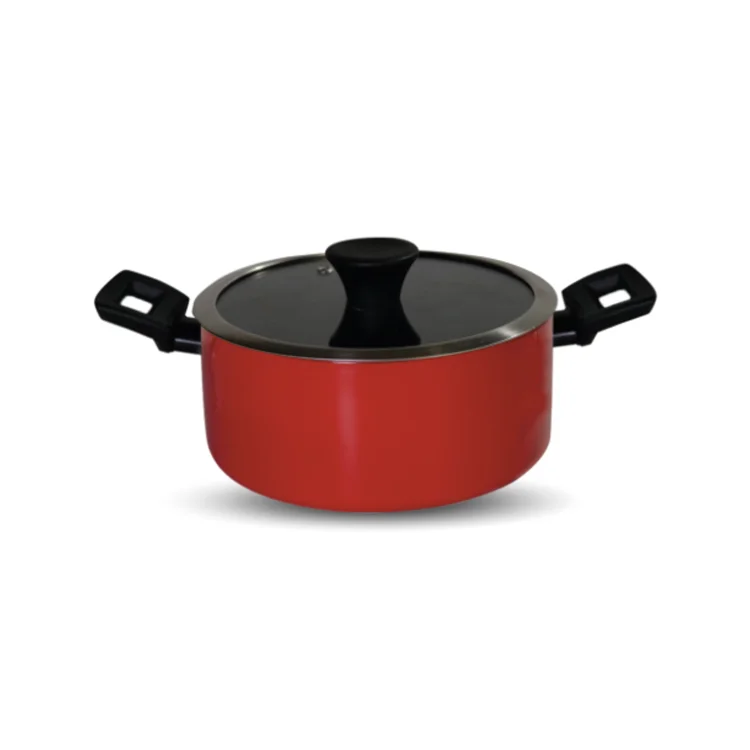 Высококачественная Экологичная антипригарная стальная кастрюля с 2 ручками и стеклянной крышкой